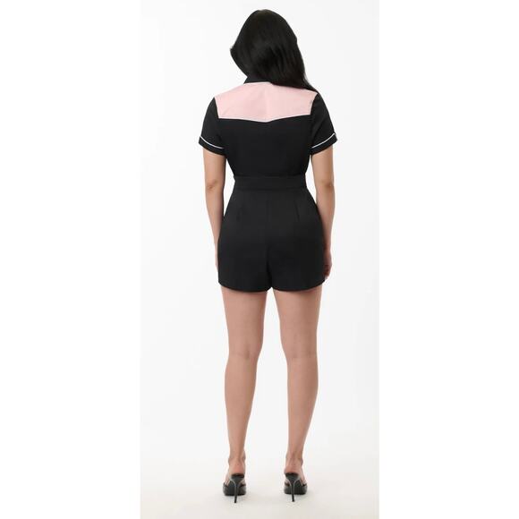 Unique Vintage 1950’s Black and Pink Rodeo Ready Romper M 6 8 NWOT - Picture 3 of 6